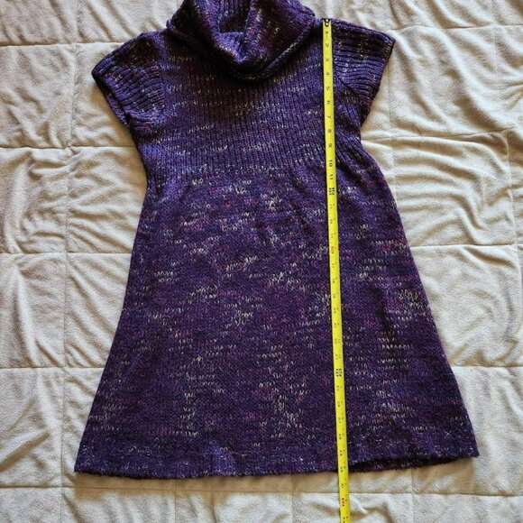 Piper & Blue Vintage Y2K Knit sweater Mini dress cowl neck Aubergine Sz M/L - Picture 7 of 8